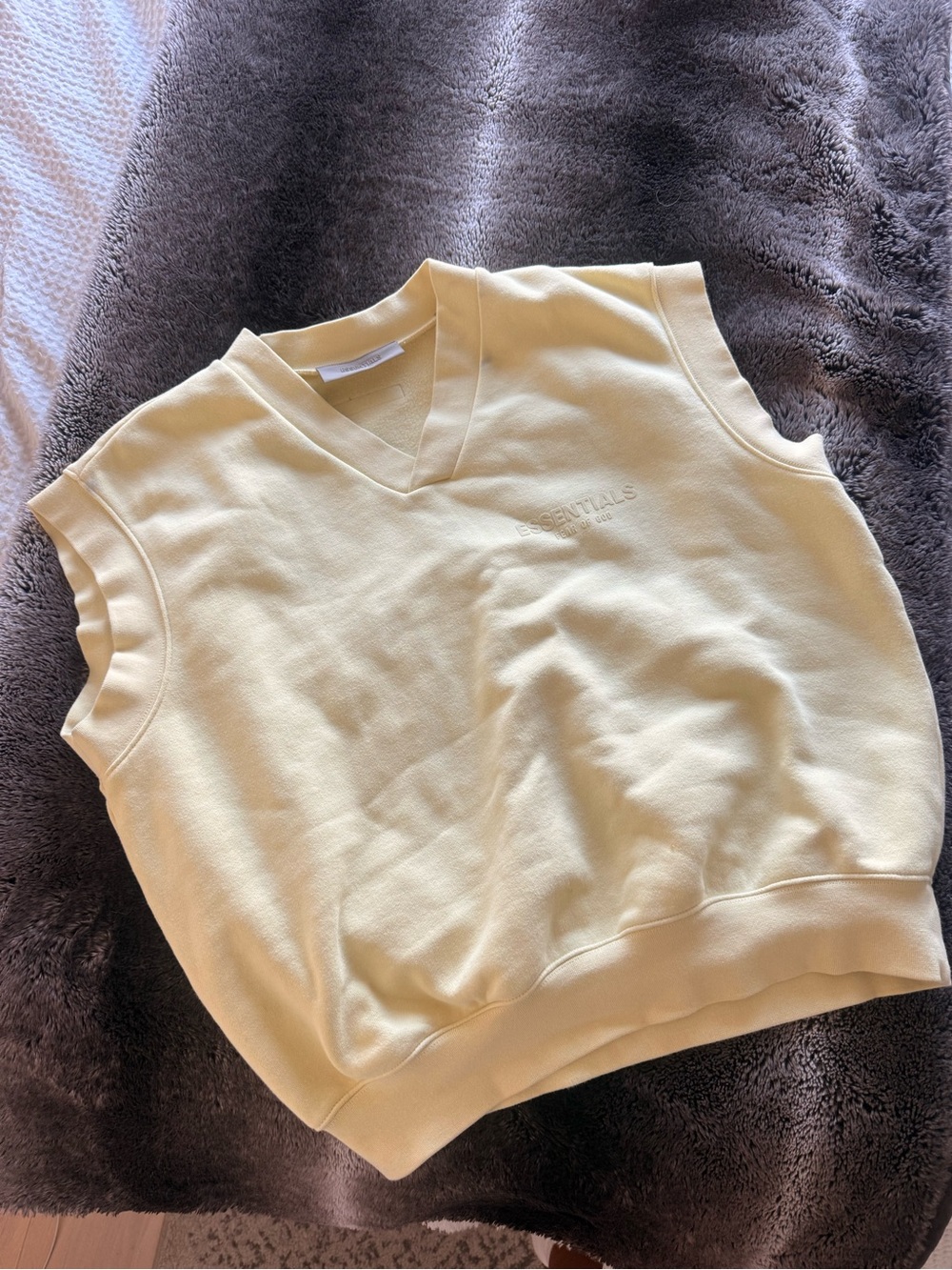 Oversized Essentials Pale Yellow V-Neck Sleeveless Sweatshirt Vest